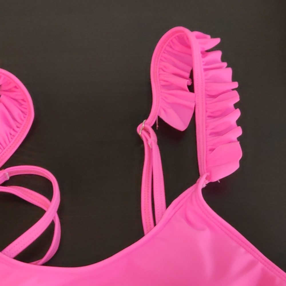 Bright Pink Ruffle Bikini, M - Picture 4 of 11